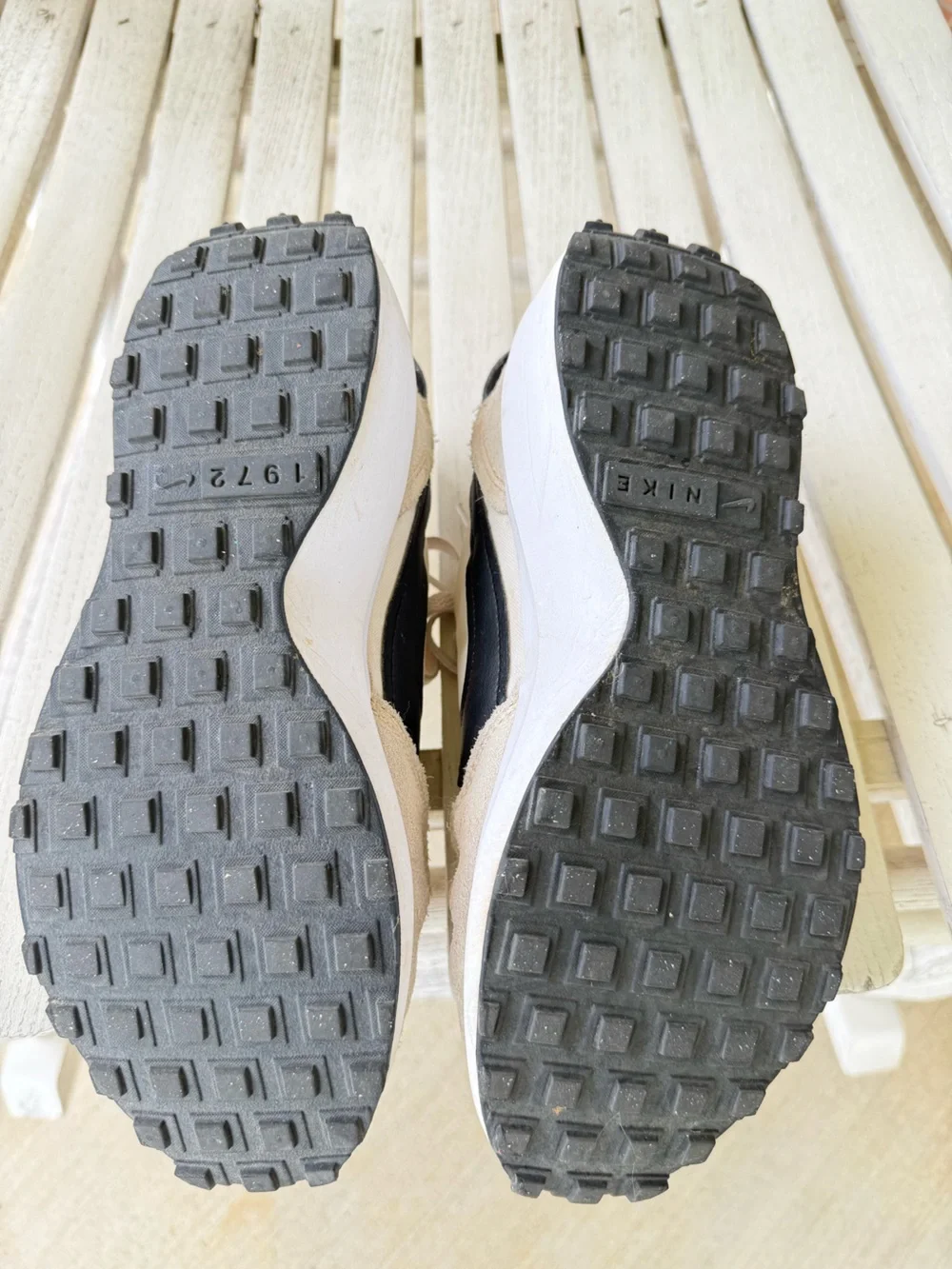 Nike Women's Cream and Black Waffle Sneakers